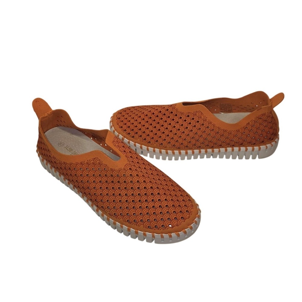 Ilse Jacobsen Tulip 139 Shoes Women 6.5 Orange Perforated Slip On Flats Comfort
